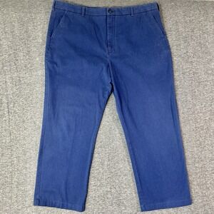 Croft & Barrow Classic Fit Pants Men's Size 44x32 Flat Front Blue Khaki Pants